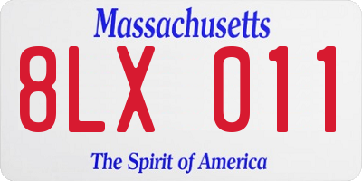 MA license plate 8LX011
