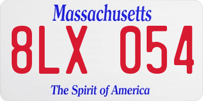 MA license plate 8LX054