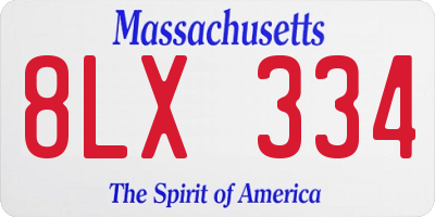 MA license plate 8LX334