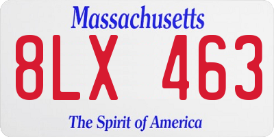 MA license plate 8LX463