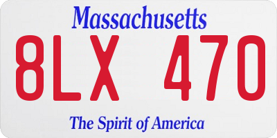MA license plate 8LX470