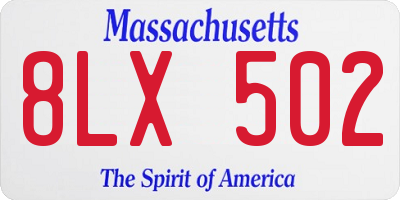 MA license plate 8LX502