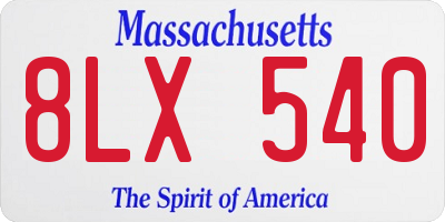 MA license plate 8LX540
