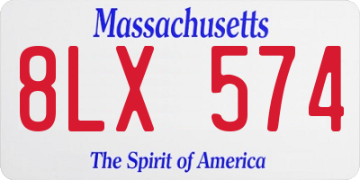MA license plate 8LX574