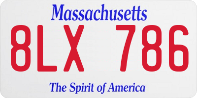 MA license plate 8LX786