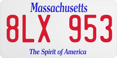 MA license plate 8LX953