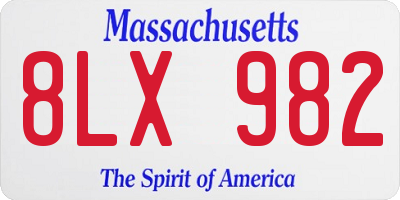 MA license plate 8LX982
