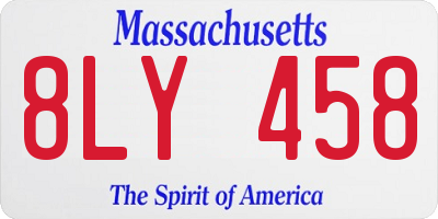 MA license plate 8LY458