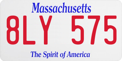 MA license plate 8LY575