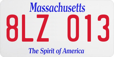 MA license plate 8LZ013