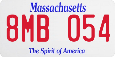MA license plate 8MB054