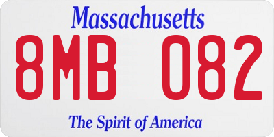 MA license plate 8MB082