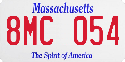 MA license plate 8MC054