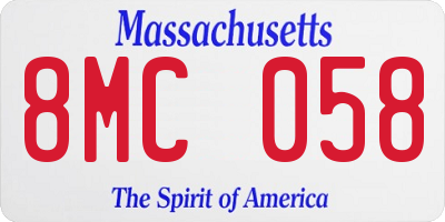 MA license plate 8MC058