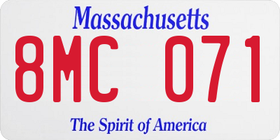 MA license plate 8MC071