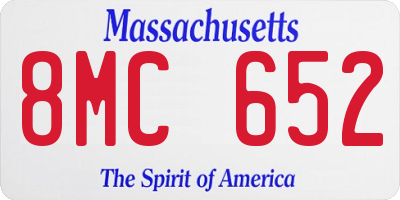 MA license plate 8MC652
