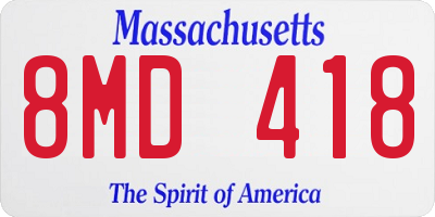 MA license plate 8MD418