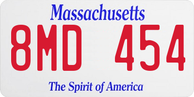 MA license plate 8MD454