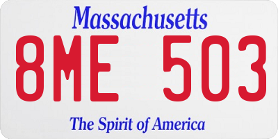 MA license plate 8ME503