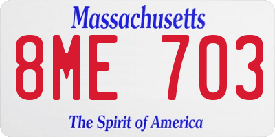 MA license plate 8ME703