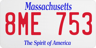 MA license plate 8ME753