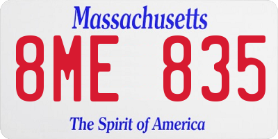 MA license plate 8ME835