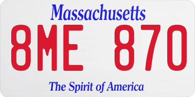 MA license plate 8ME870