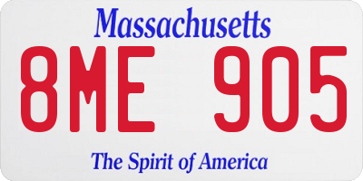 MA license plate 8ME905