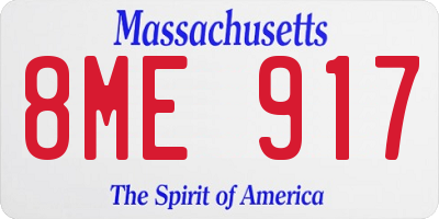 MA license plate 8ME917