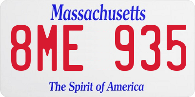MA license plate 8ME935
