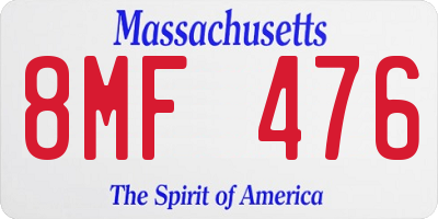 MA license plate 8MF476