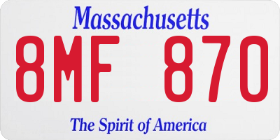 MA license plate 8MF870