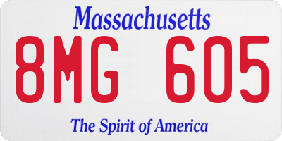 MA license plate 8MG605