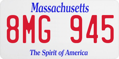 MA license plate 8MG945