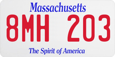 MA license plate 8MH203