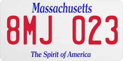 MA license plate 8MJ023
