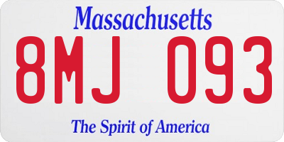 MA license plate 8MJ093