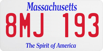 MA license plate 8MJ193