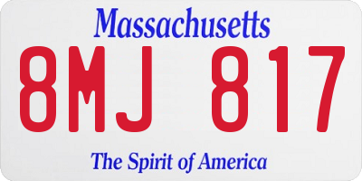 MA license plate 8MJ817
