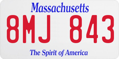 MA license plate 8MJ843
