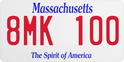 MA license plate 8MK100