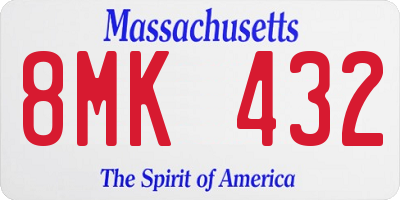 MA license plate 8MK432