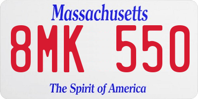 MA license plate 8MK550