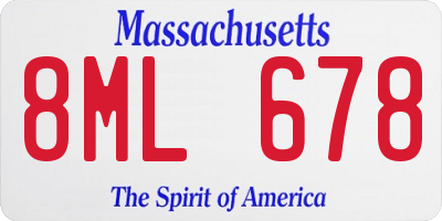 MA license plate 8ML678