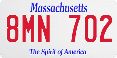 MA license plate 8MN702