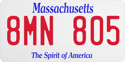 MA license plate 8MN805