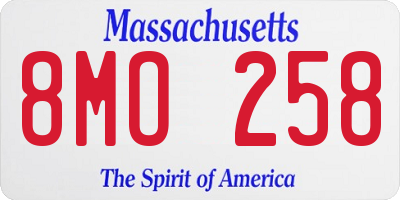 MA license plate 8MO258