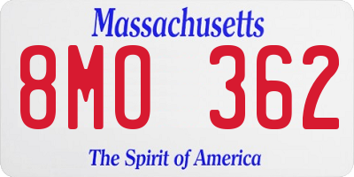 MA license plate 8MO362