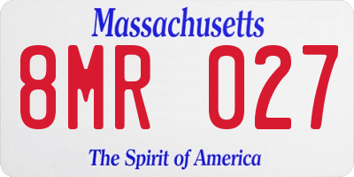 MA license plate 8MR027