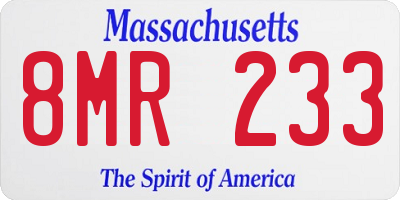 MA license plate 8MR233